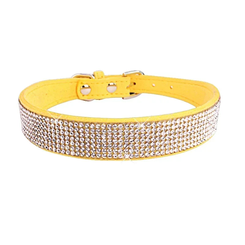 Glitter Rhinestone Dog Collar with Zinc Alloy Buckle for Small Pets