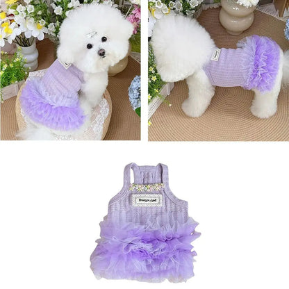 Lightweight Purple Lace Dog Summer Dress for Small Pets