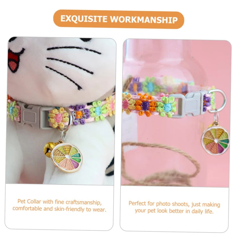 Colorful Adjustable Pet Collar with Bell for Dogs and Cats