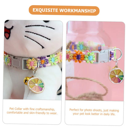 Colorful Adjustable Pet Collar with Bell for Dogs and Cats