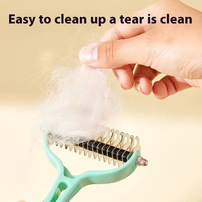 Double-Sided Stainless Steel Pet Grooming Brush for Cats & Dogs