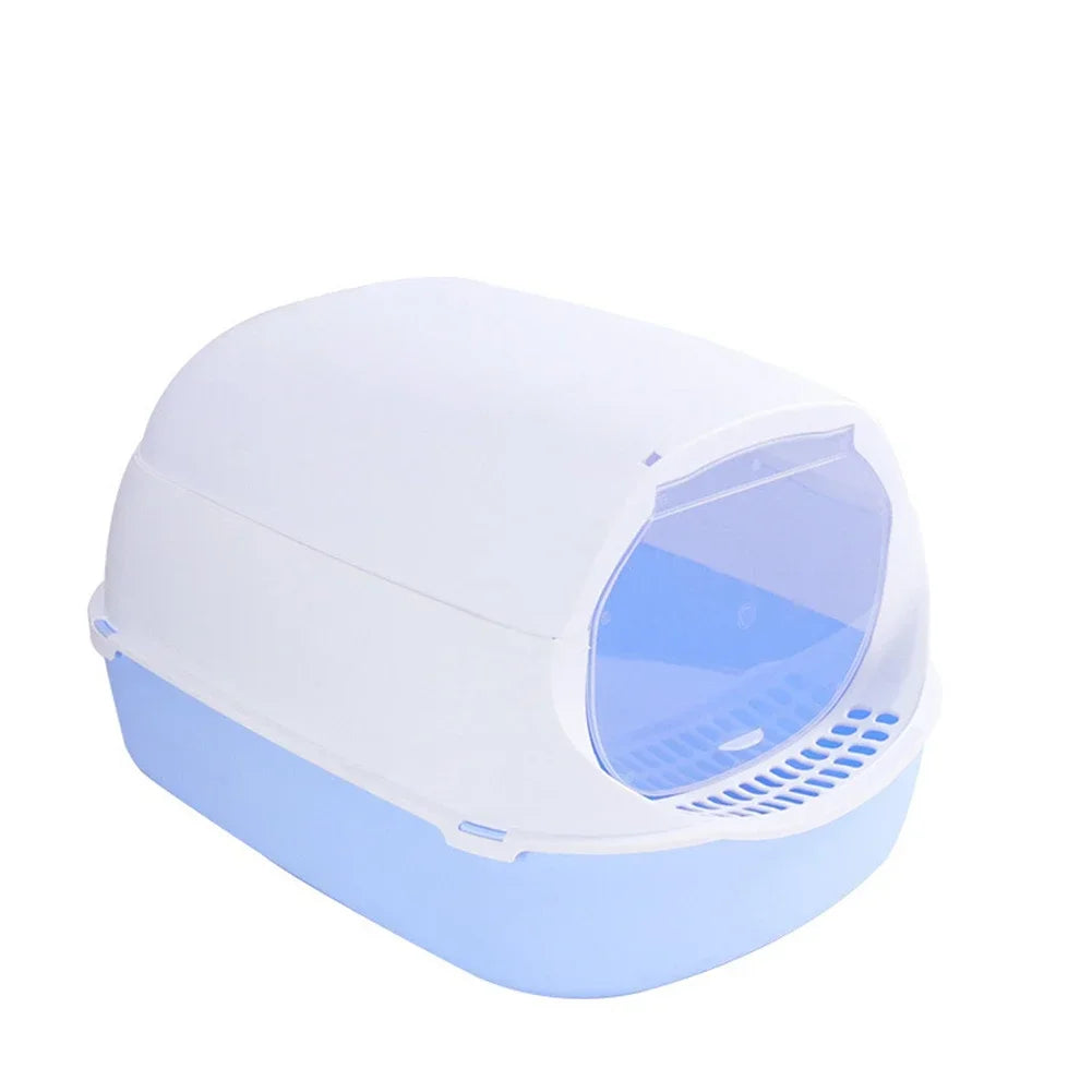 Semi-Enclosed Splashproof Cat Litter Box for Easy Cleaning