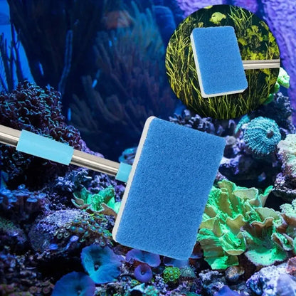 Telescopic 180° Aquarium Glass Cleaner with Double-Sided Sponge