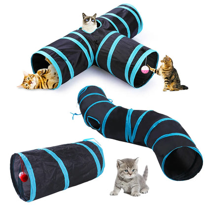 Foldable Cat Tunnel Toy - Breathable Indoor Play for Cats