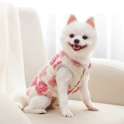 Warm Floral Print Fleece Vest for Small Dogs and Puppies