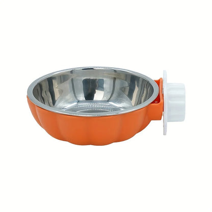 Portable Stainless Steel Pet Bowl for Cage Feeding