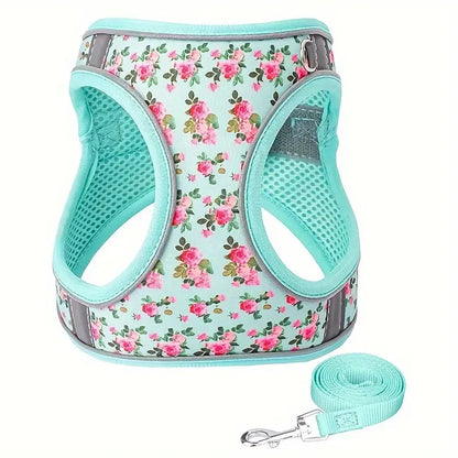 Printed 360° Fit Pet Harness with 1.5m Leash for Dogs & Cats