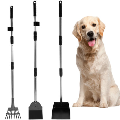 Pet Pooper Scooper Set with Long Handle for Easy Waste Clean-Up