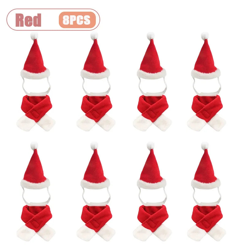 Pet Christmas Hat and Scarf Set for Cats and Small Dogs