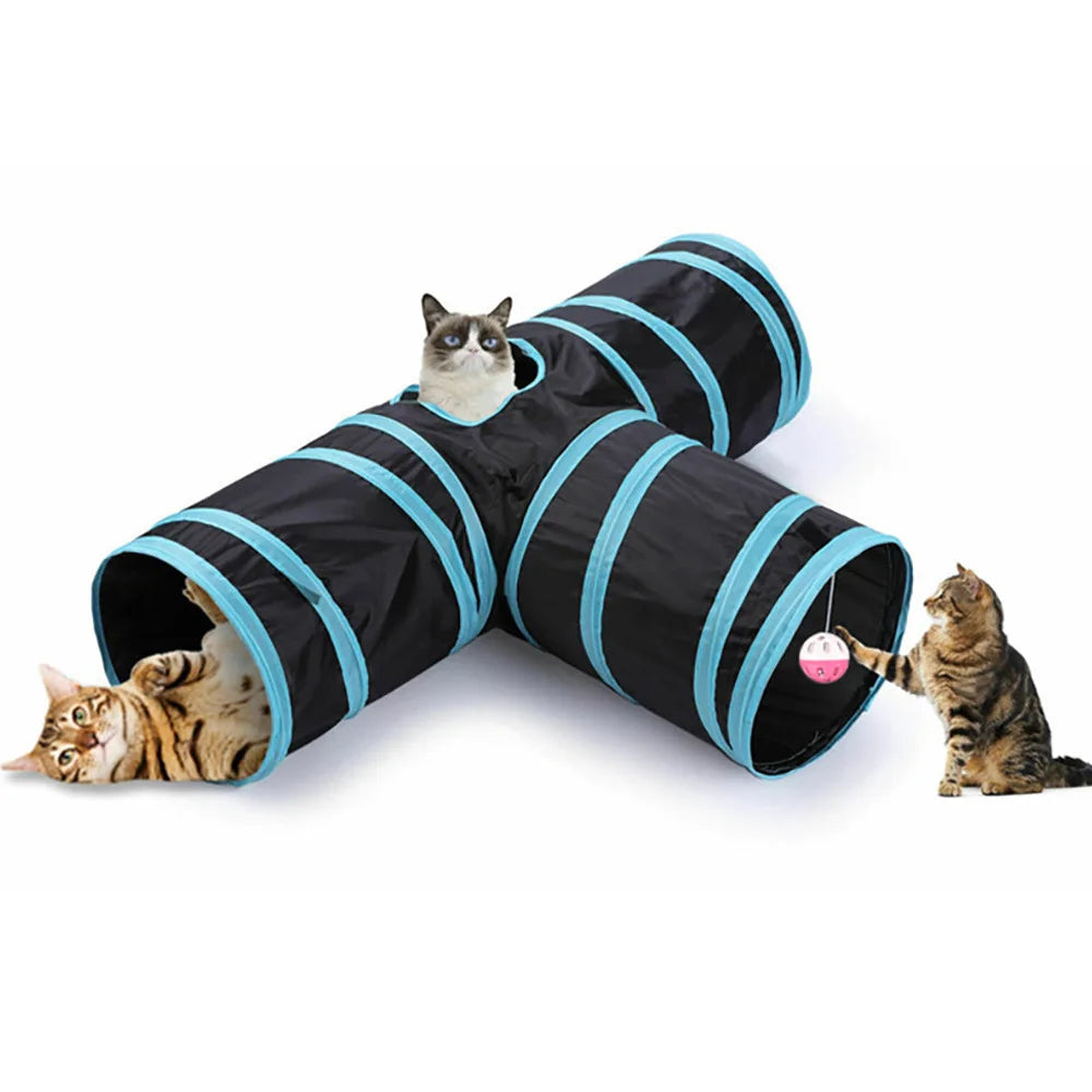 Foldable Cat Tunnel Toy - Breathable Indoor Play for Cats