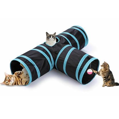 Foldable Cat Tunnel Toy - Breathable Indoor Play for Cats