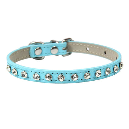 Rhinestone Cat Collar and Leather Dog Neck Strap