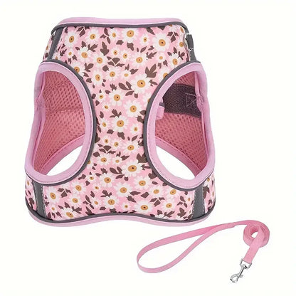 Printed 360° Fit Pet Harness with 1.5m Leash for Dogs & Cats