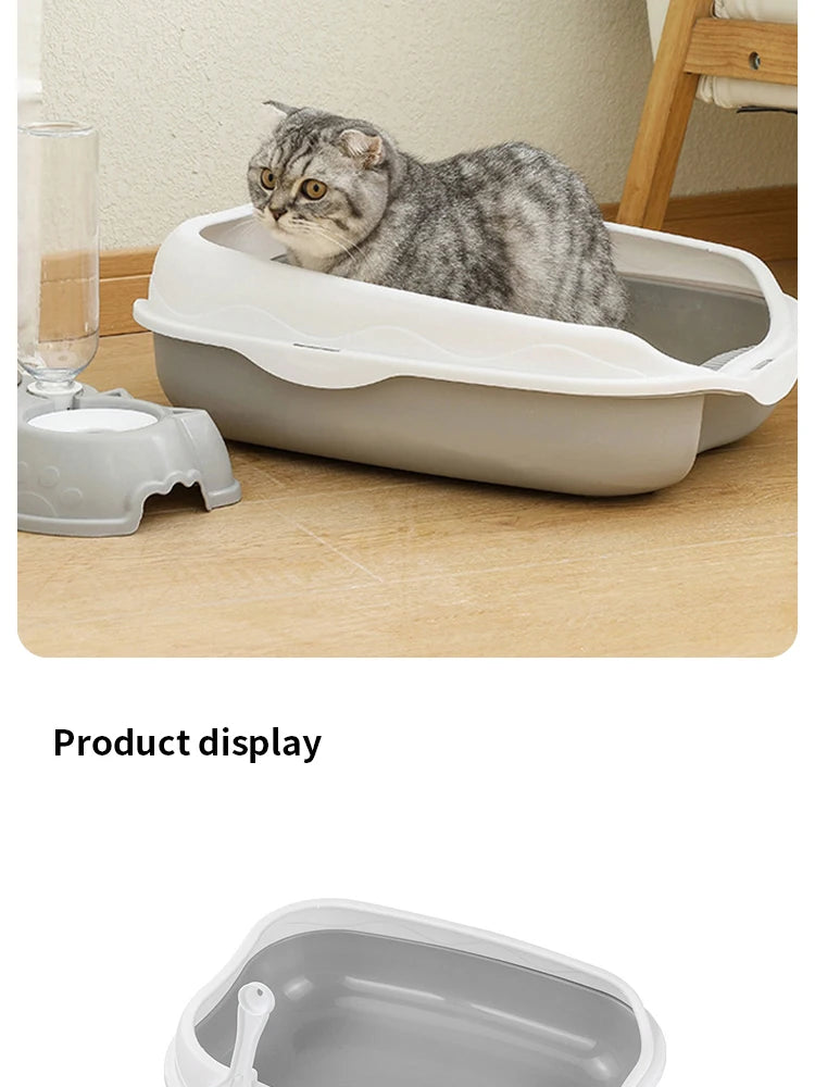 Large Semi-Enclosed Spatter-Proof Cat Litter Box