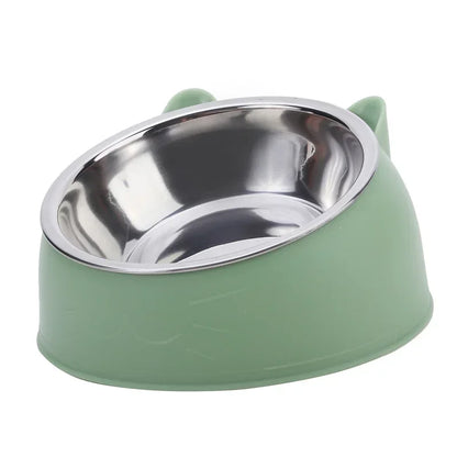 Inclined Stainless Steel Cat and Dog Feeding Bowl