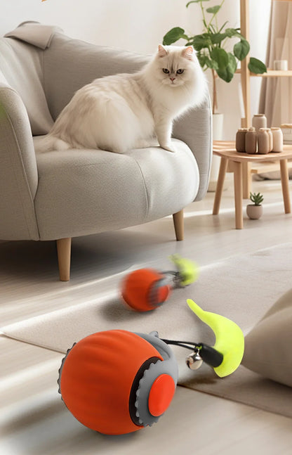 Rechargeable Interactive Cat Ball Toy with Faux Tail