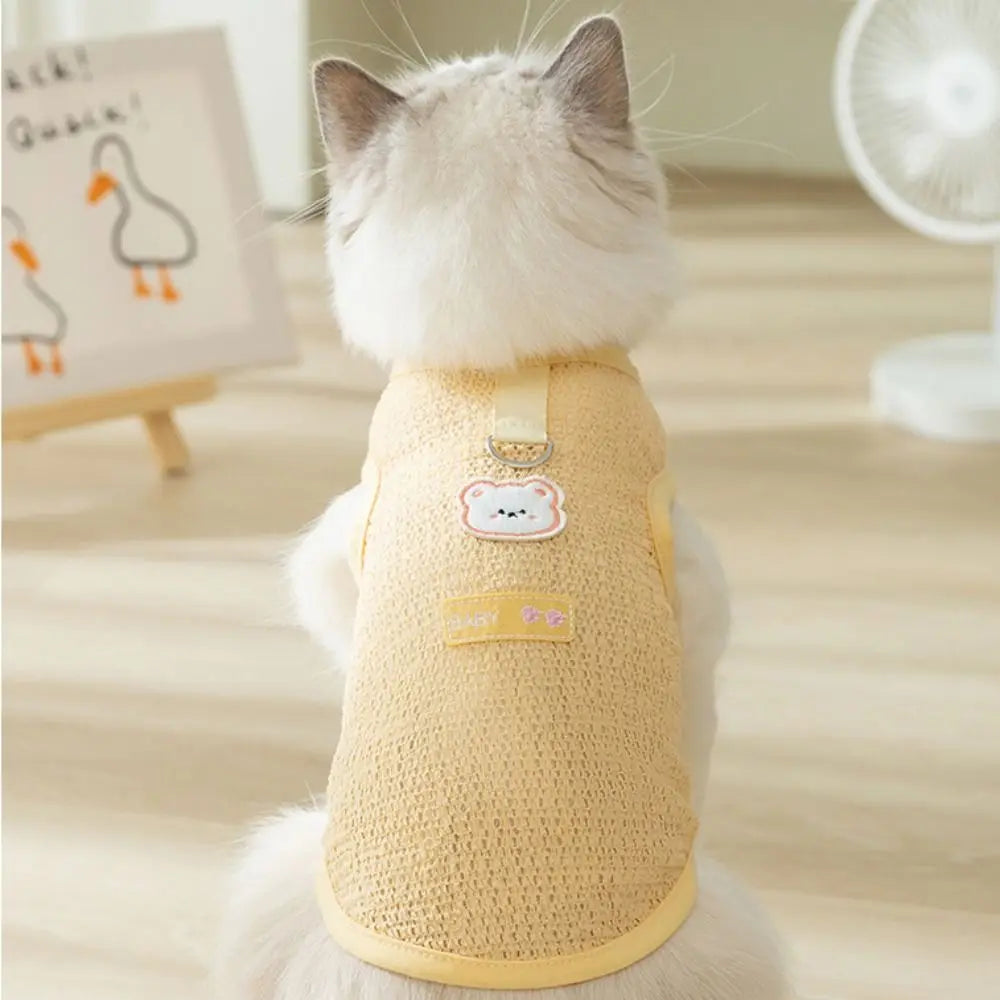 Breathable Summer Dog Tank Top with Bear Patch