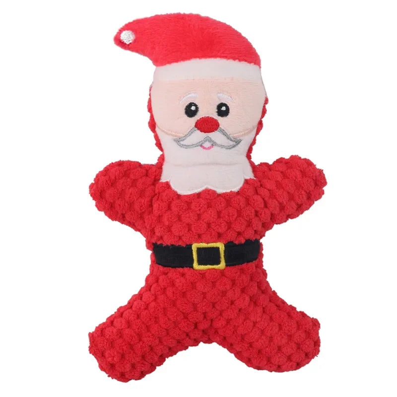 Plush Squeaky Dog Toy Set - Christmas Characters for Pets
