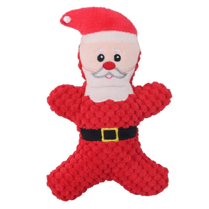 Plush Squeaky Dog Toy Set - Christmas Characters for Pets