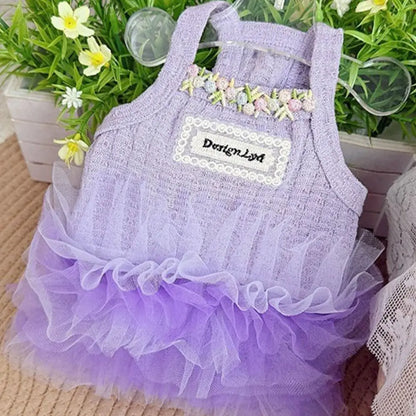 Lightweight Purple Lace Dog Summer Dress for Small Pets