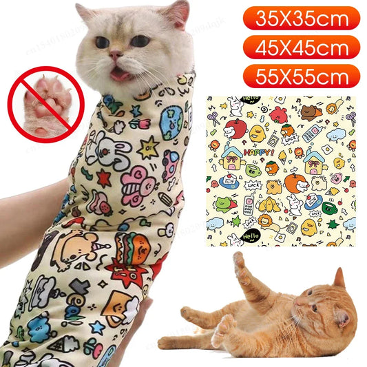 Self-Adhesive Cat Grooming Swaddle Wrap for Nail Care