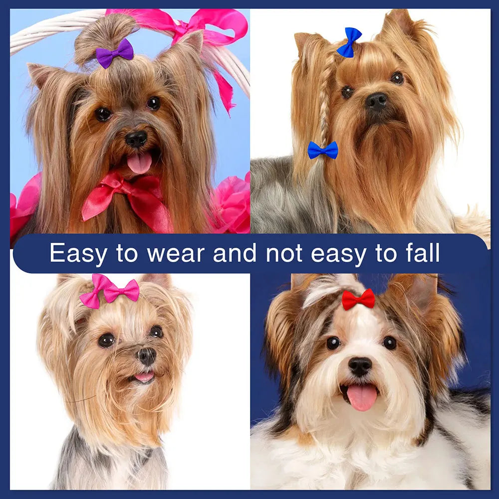 20pcs Handmade Solid Dog Hair Bows for Small Dogs