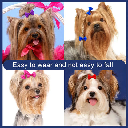 20pcs Handmade Solid Dog Hair Bows for Small Dogs