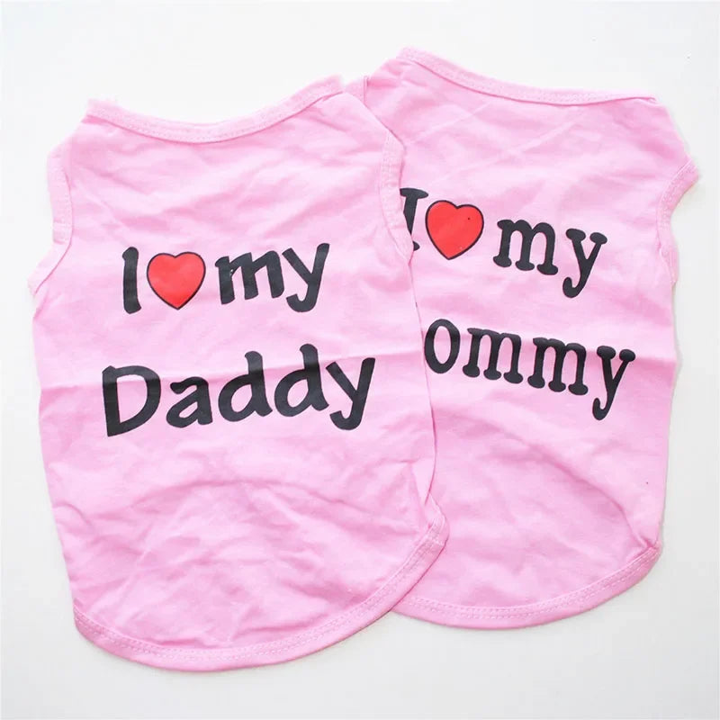 I Love Mommy & Daddy Cat Vest Tee Shirt for Kittens