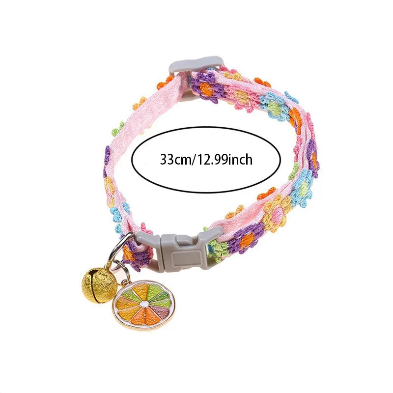Colorful Adjustable Pet Collar with Bell for Dogs and Cats