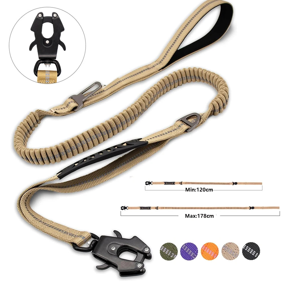 Heavy Duty Bungee Dog Leash with Car Seatbelt for Large Dogs