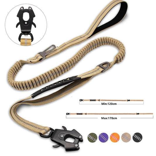Heavy Duty Bungee Dog Leash with Car Seatbelt for Large Dogs