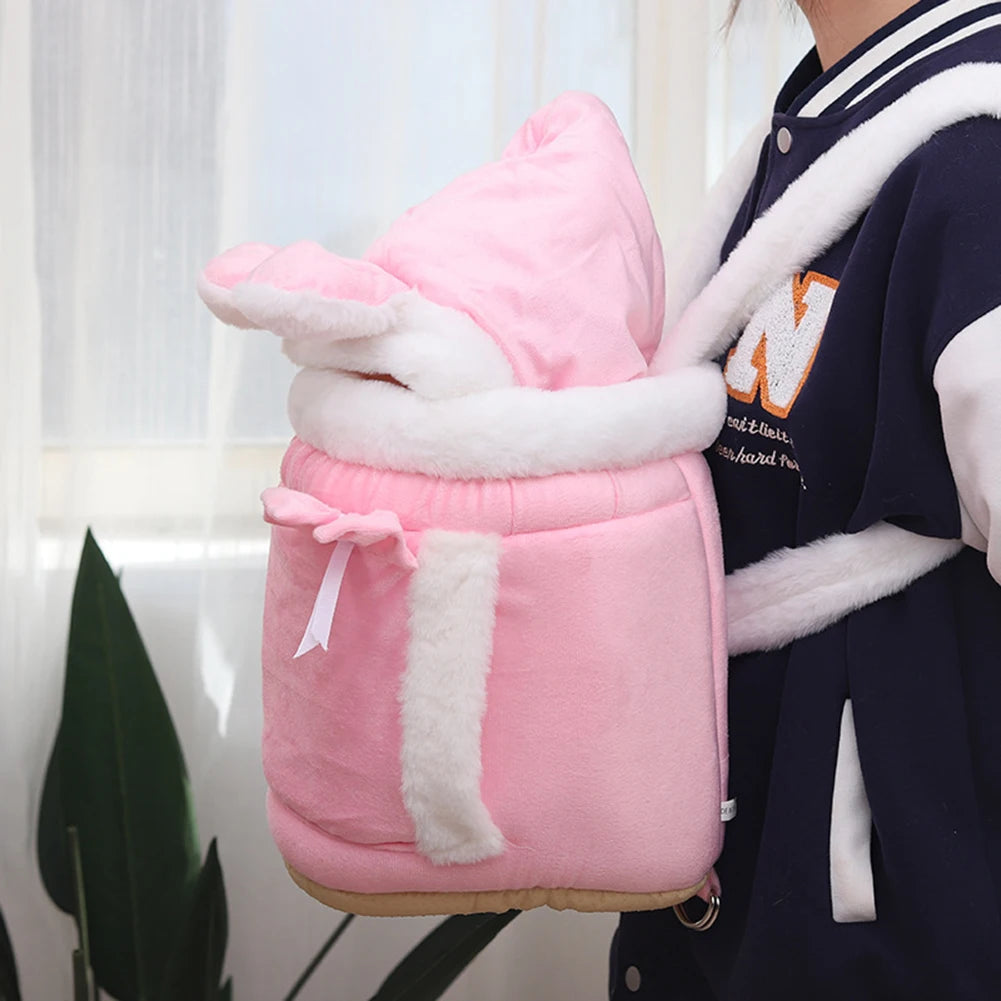 Warm Plush Cat Backpack Carrier for Travel and Outdoor Use