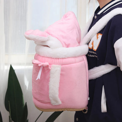 Warm Plush Cat Backpack Carrier for Travel and Outdoor Use
