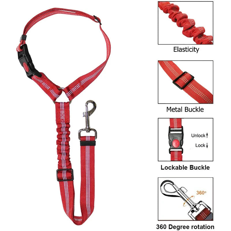 Adjustable Dog Harness and Car Seat Belt for Pets