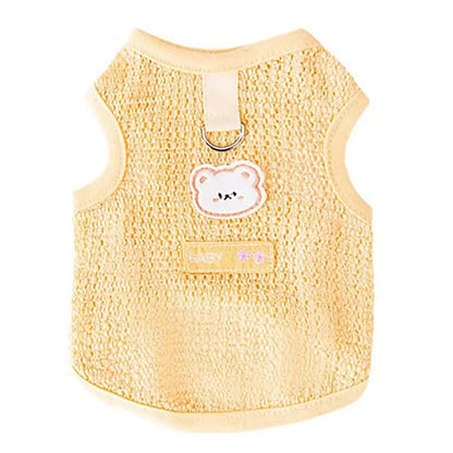 Breathable Summer Dog Tank Top with Bear Patch