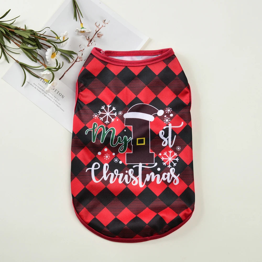 Christmas Santa Print T-Shirt for Small Cats and Dogs