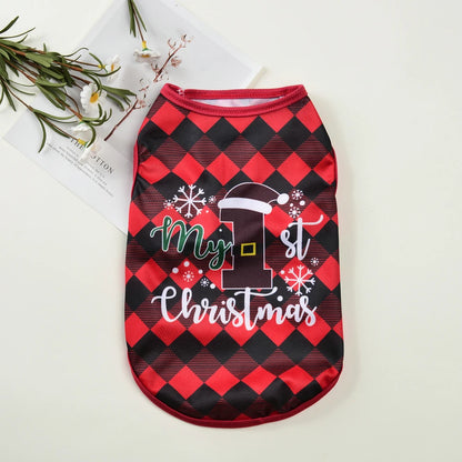 Christmas Santa Print T-Shirt for Small Cats and Dogs