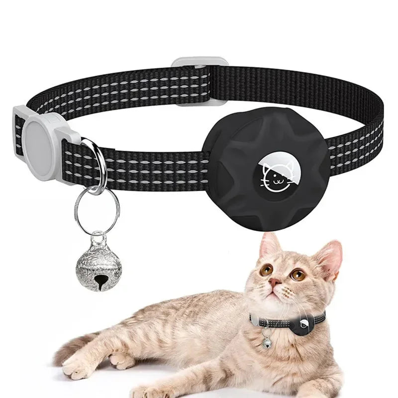 Reflective GPS Cat Collar with AirTag Holder and Bell