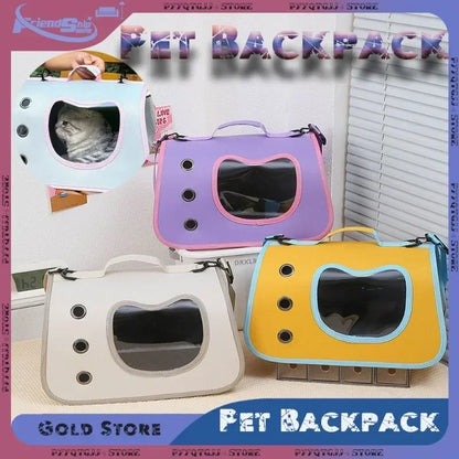 Cat Travel Backpack with Mesh Window - Foldable Carrier Tote