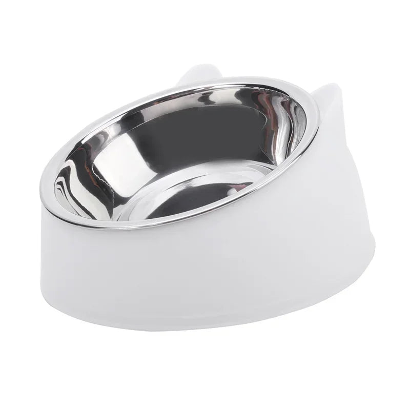 Inclined Stainless Steel Cat and Dog Feeding Bowl