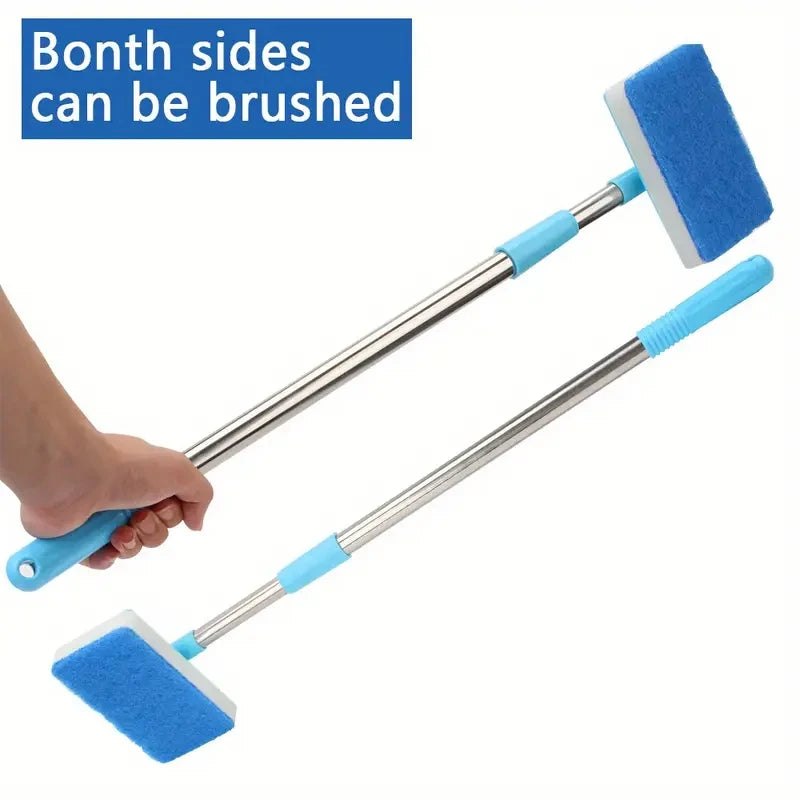 Telescopic 180° Aquarium Glass Cleaner with Double-Sided Sponge