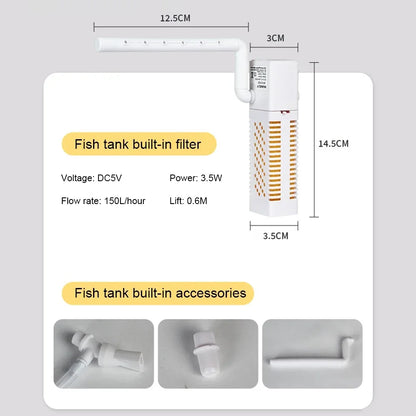 Silent USB Internal Aquarium Filter with Circulating Pump