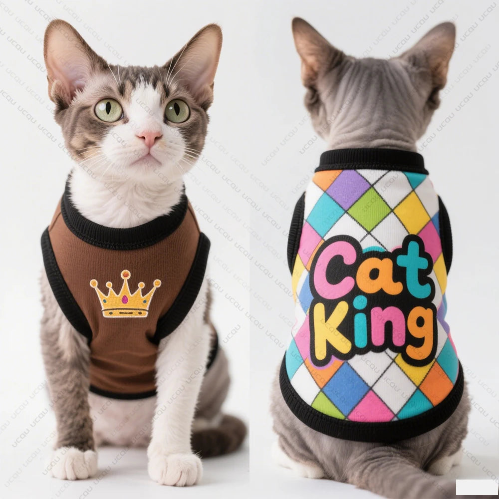 Leopard Pattern Summer Cat Vest for Cute Pets