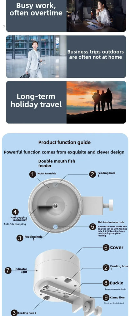 Timed Fish Feeder for Small Tanks - Clog-Free Design