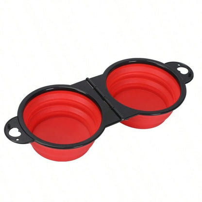 Foldable 2-in-1 Dual Bowl for Travel Dogs and Cats