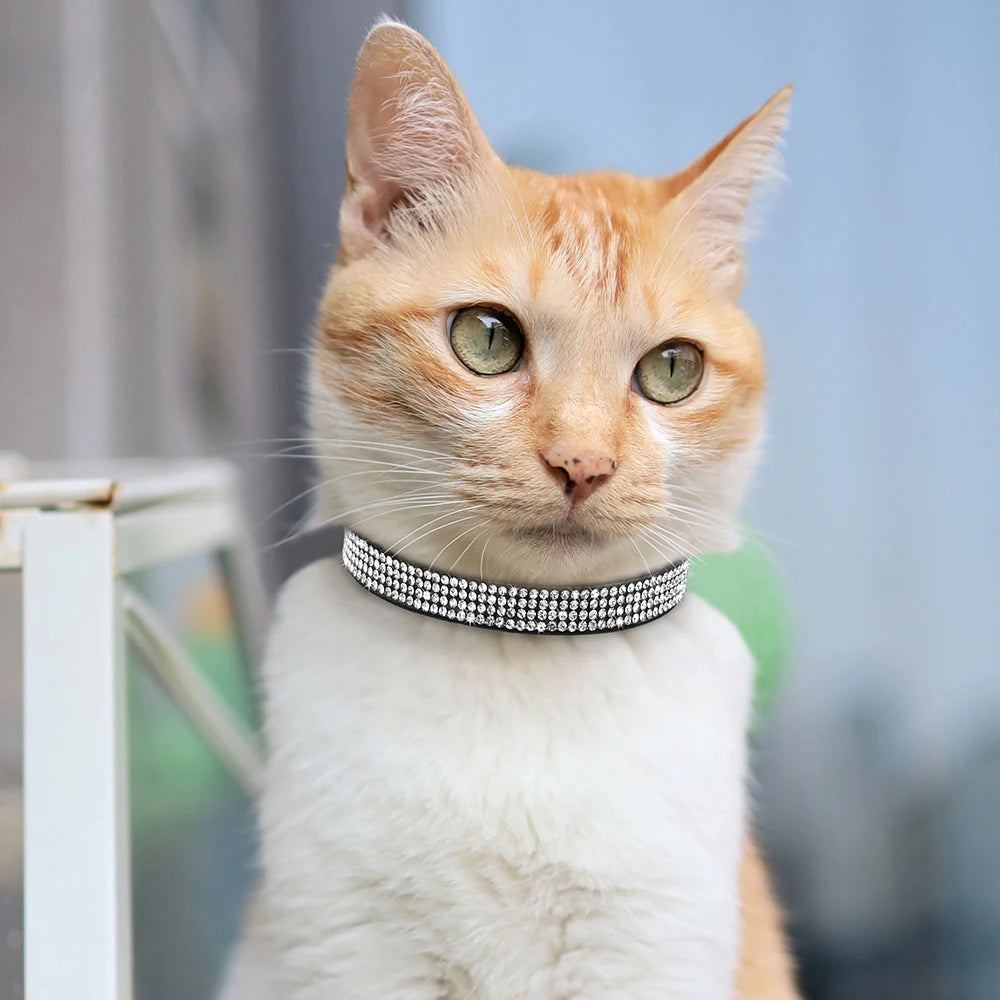 Adjustable Pink Rhinestone Cat Collar with Safety Breakaway