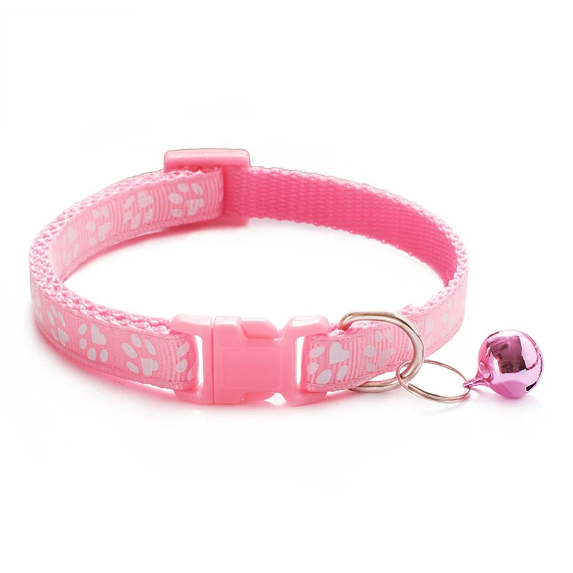 Dog Print Cat Collar with Bell - Multiple Color Options