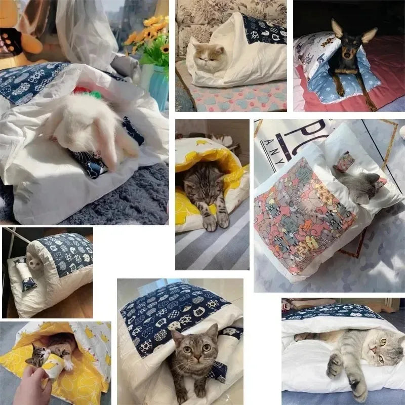Kawaii Cozy Removable Cat Bed House for Adult Cats and Dogs