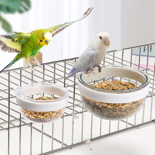 Detachable Transparent Parrot Feeding Bowl and Water Cup