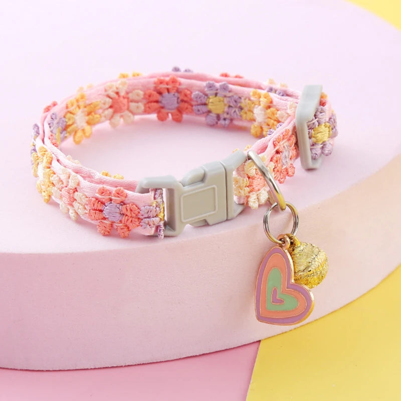 Colorful Adjustable Pet Collar with Bell for Dogs and Cats